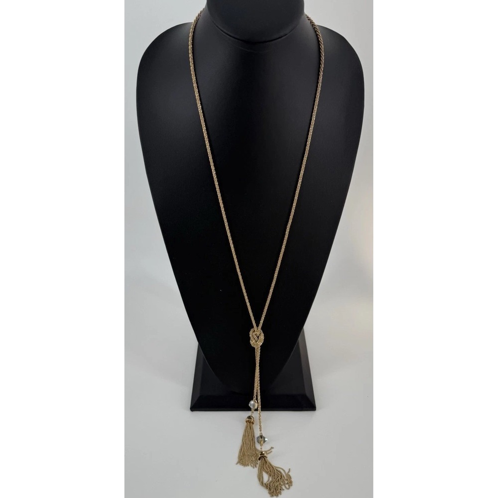 Banana Republic Goldtone Knotted‎ Double Tassel Necklace